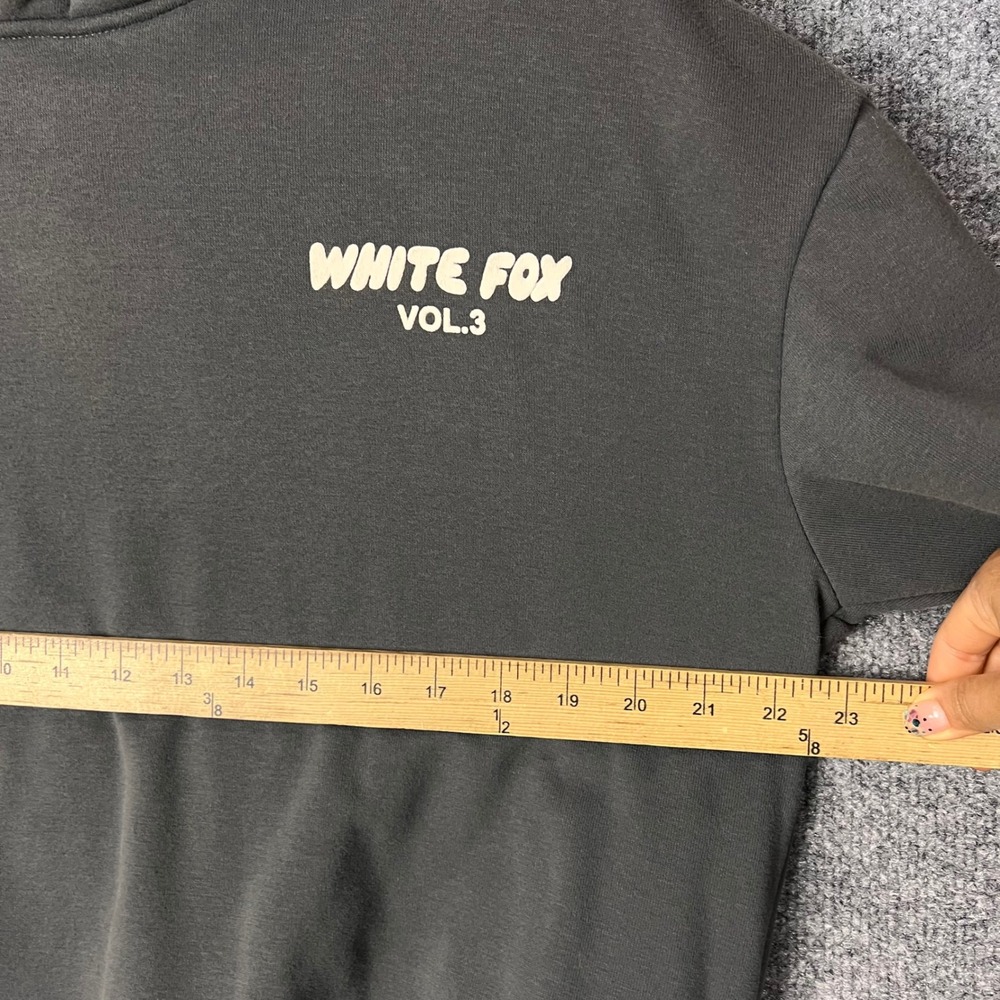 White Fox Hoodie Womens M Charcoal Grey Good Vol 3 Graphic Oversized Pullover - Picture 5 of 9